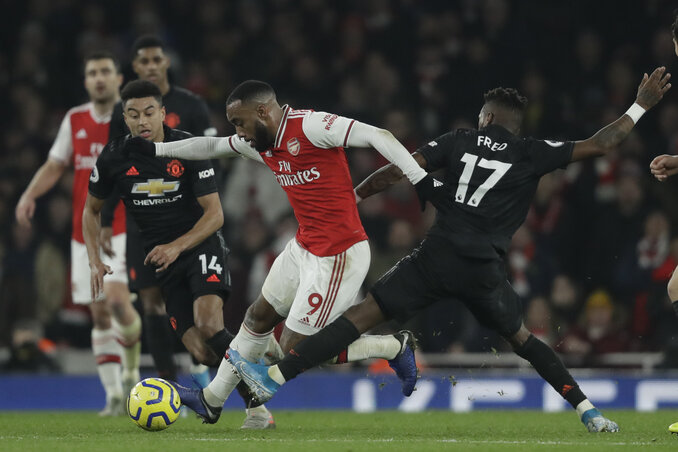 Jelenet az Arsenal–Manchester United rangadóról (Fotó: Beta/AP)