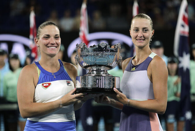 Babos és Mladenović harmadik Grand Slam-trófeájukkal (Fotó: Beta/AP) Babos és Mladenović harmadik Grand Slam-trófeájukkal (Fotó: Beta/AP)
