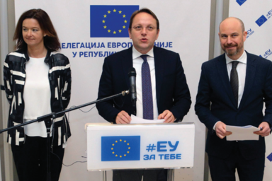 Fajon, Várhelyi és Bilčík a közelgő választásokról is tárgyalt Belgrádban (Fotó: Beta)