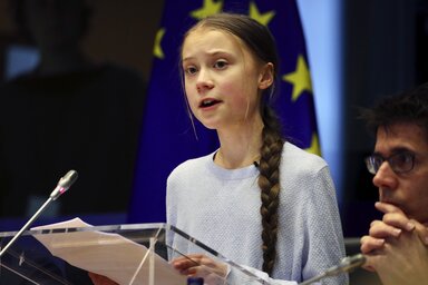A brüsszeli értekezleten Greta Thunberg svéd klímaaktivista is felszólalt (Fotó: AP via Beta)