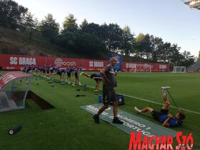 Az esti mérkőzésre készül a TSC Brágában (Tóth Péter felvétele)