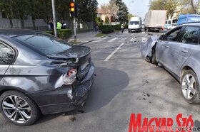 Több személygépjármű és egy teherautó ütközött Szabadkán (Molnár Edvárd felvétele)