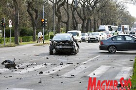 Több személygépjármű és egy teherautó ütközött Szabadkán (Molnár Edvárd felvétele)
