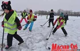 Hoki és korcsolya az újvidéki Kis-Dunán